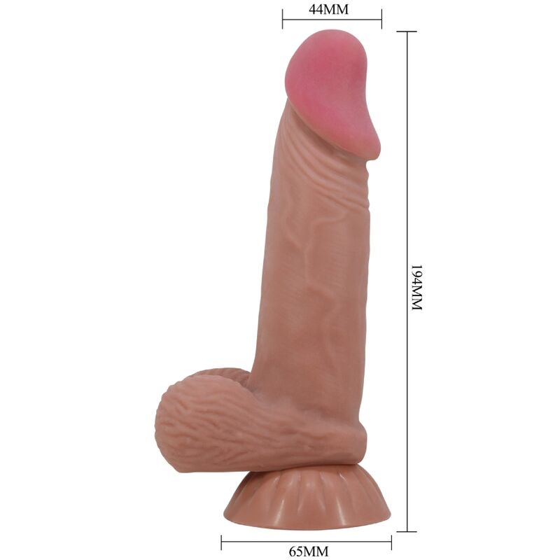 Pretty love - dildo realistico serie sliding skin con ventosa scorrevole in pelle marrone 19,4 cm-5