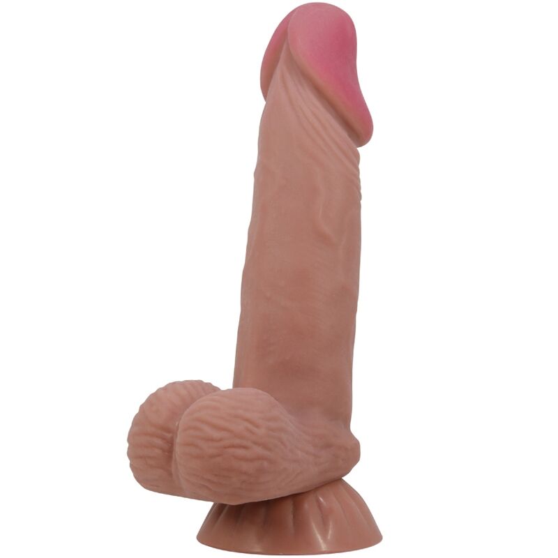 Pretty love - dildo realistico serie sliding skin con ventosa scorrevole in pelle marrone 19,4 cm-1