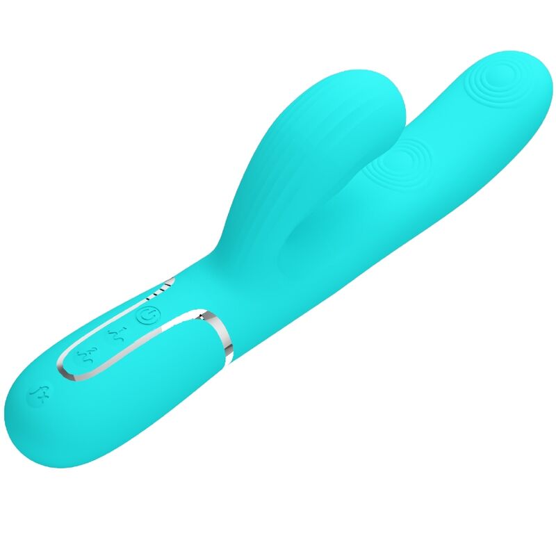 Pretty love - vibratore multifunzione perlita 3 in 1 g-spot verde acqua-2