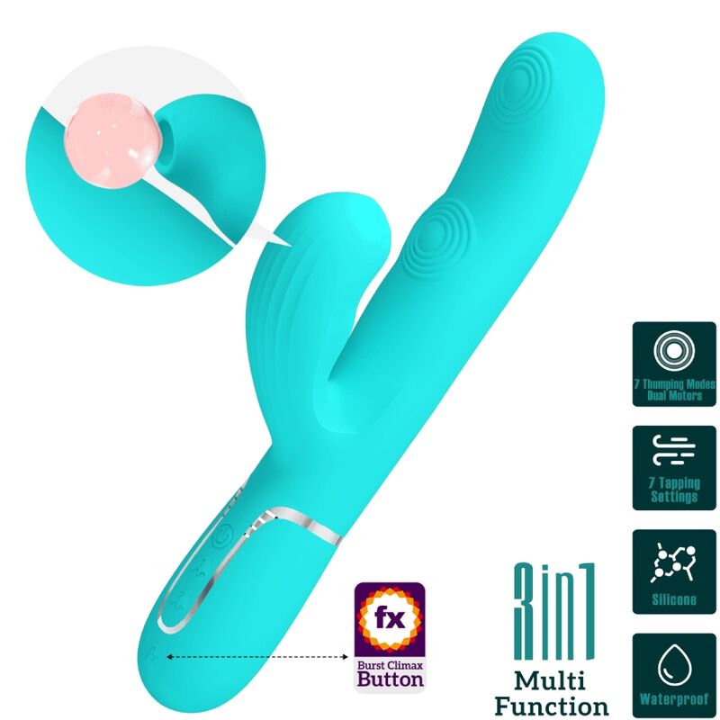 Pretty love - vibratore multifunzione perlita 3 in 1 g-spot verde acqua-9