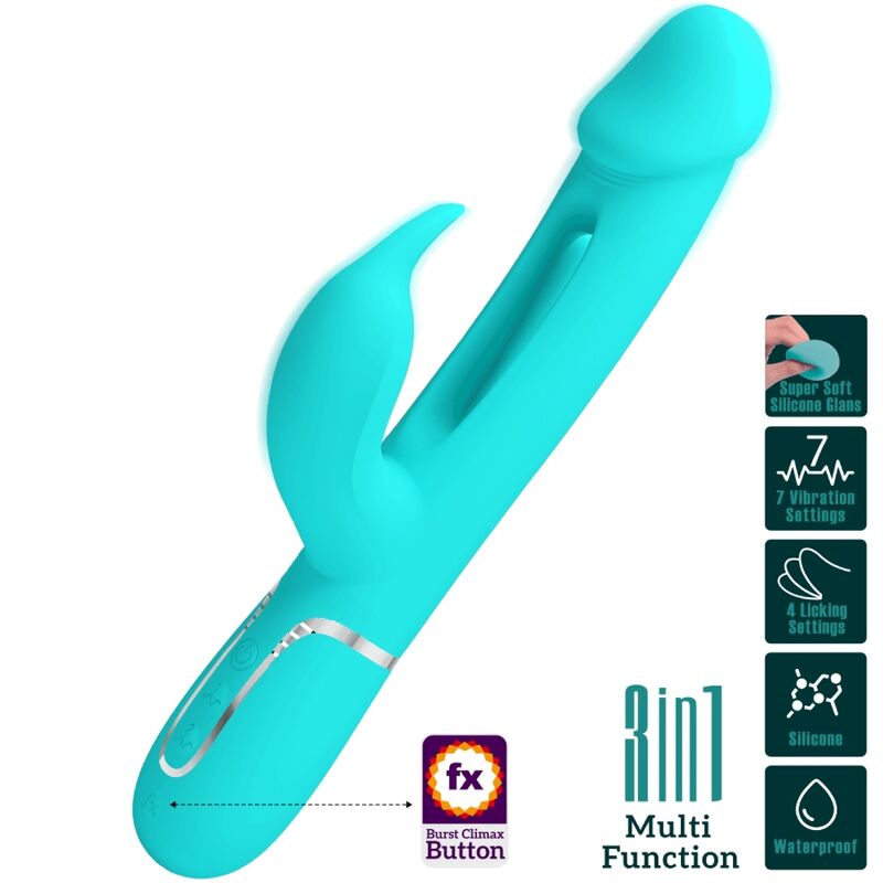 Pretty love - vibratore dejon rabbit 3 in 1 multifunzione verde acqua-9