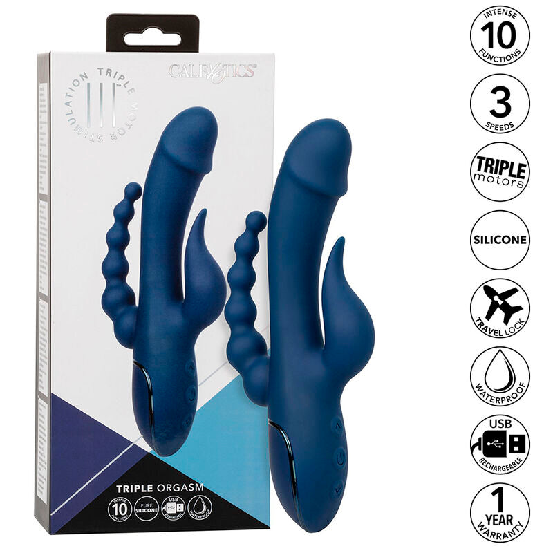 Calexotics - vibratore triplo orgasmo blu-1