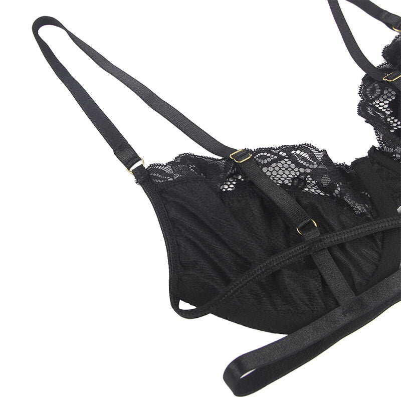 Subblime - set 3 pezzi reggiseno + perizoma + reggiseno in pizzo nero s/m