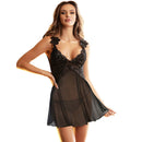 Subblime - babydoll tulle con dettagli pizzo e fiori nero s/m