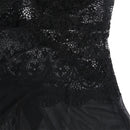 Subblime - babydoll tulle con dettagli pizzo e fiori nero s/m-7