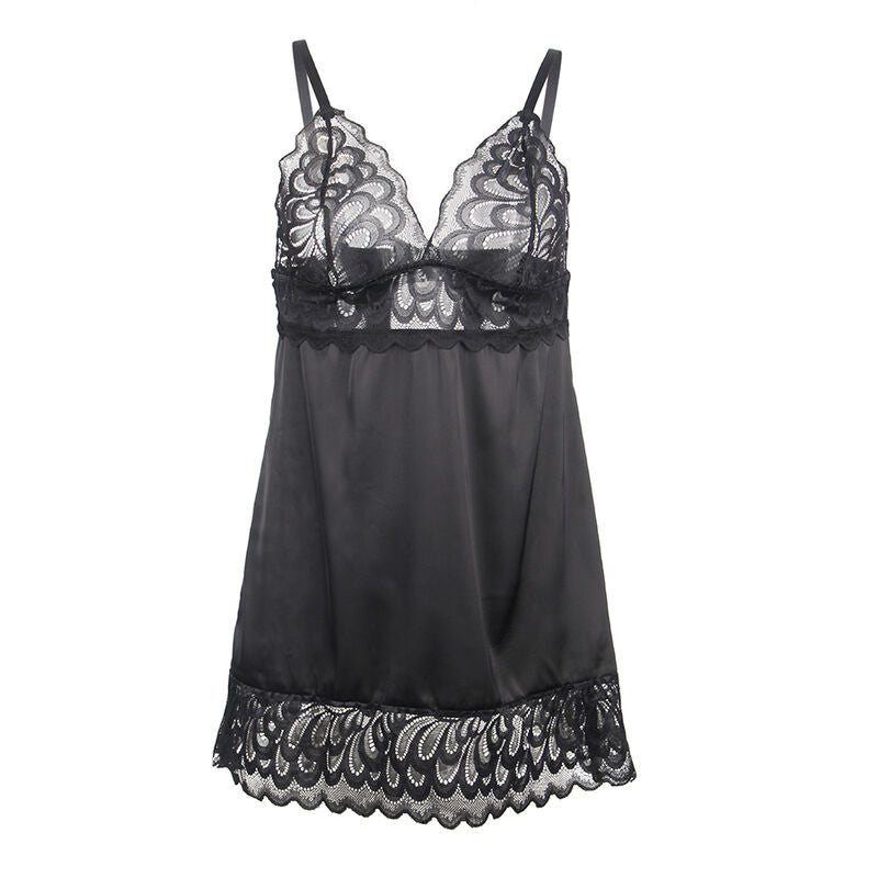 Subblime - babydoll con petto stampa floreale nero s/m-3