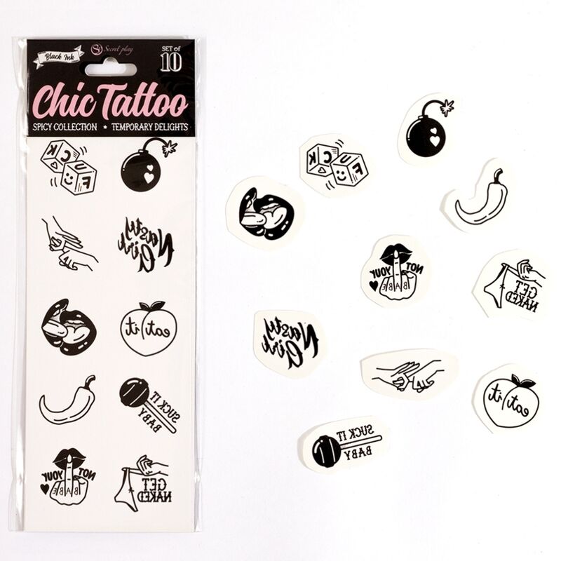 Secret play - set di 10 tatuaggi temporanei della collezione spicy