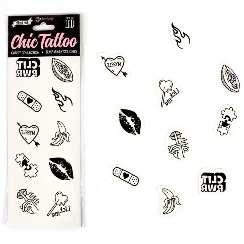 Secret play - set di 10 tatuaggi temporanei della collezione candy