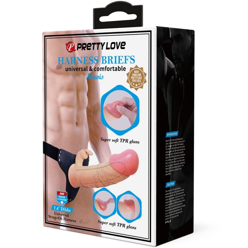 Pretty love - mavis harness slip universale con dildo 19 cm naturale-8