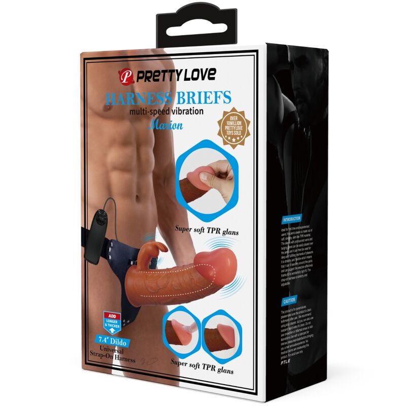 Pretty love - marion harness slip universale con dildo vibrante 19 cm marrone-8
