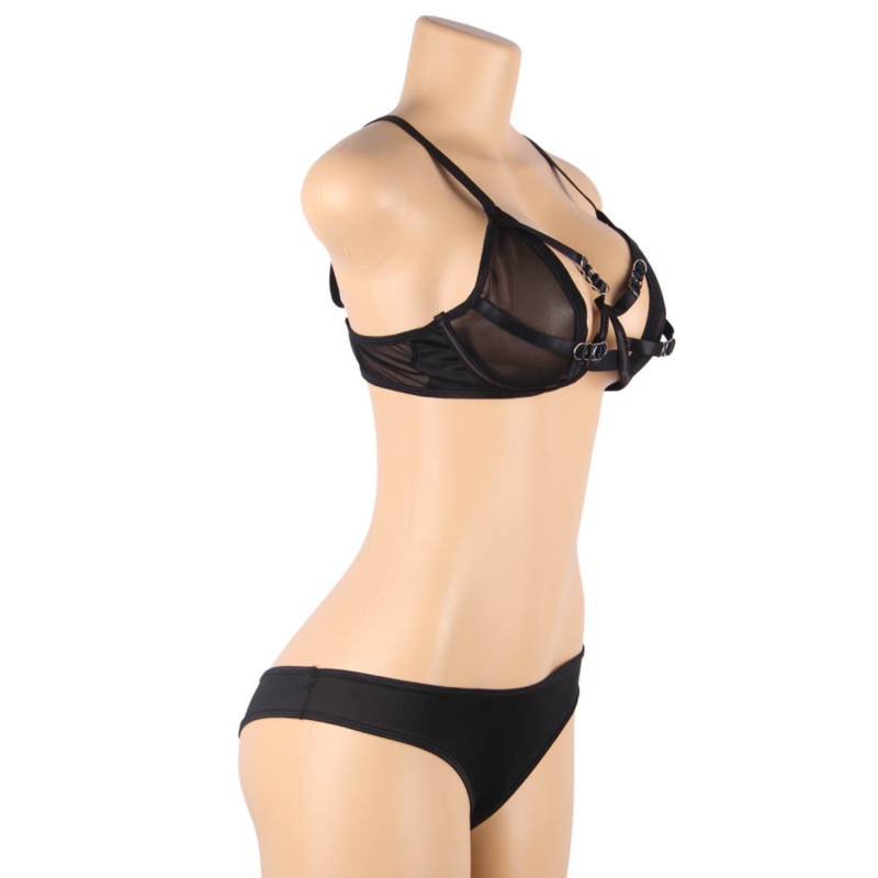 Subblime - set due pezzi di reggiseno trasparente e strisce s/m-6