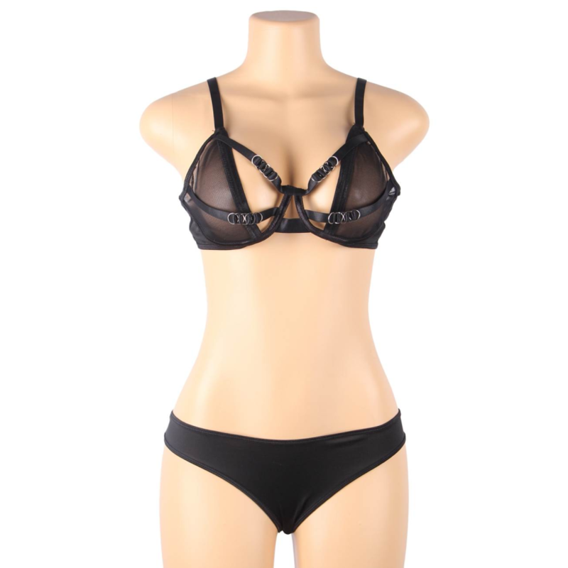 Subblime - set due pezzi di reggiseno trasparente e strisce s/m-8