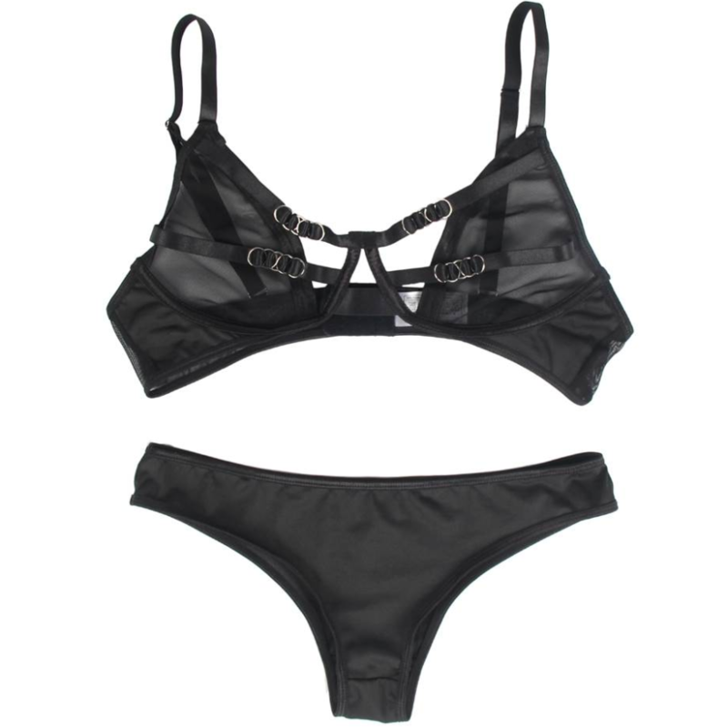 Subblime - set due pezzi di reggiseno trasparente e strisce s/m-10