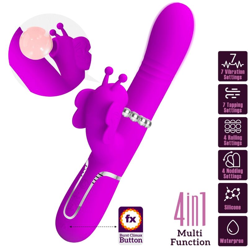 Pretty love - vibratore multifunzione rabbit 4 in 1 farfalla fucsia-9