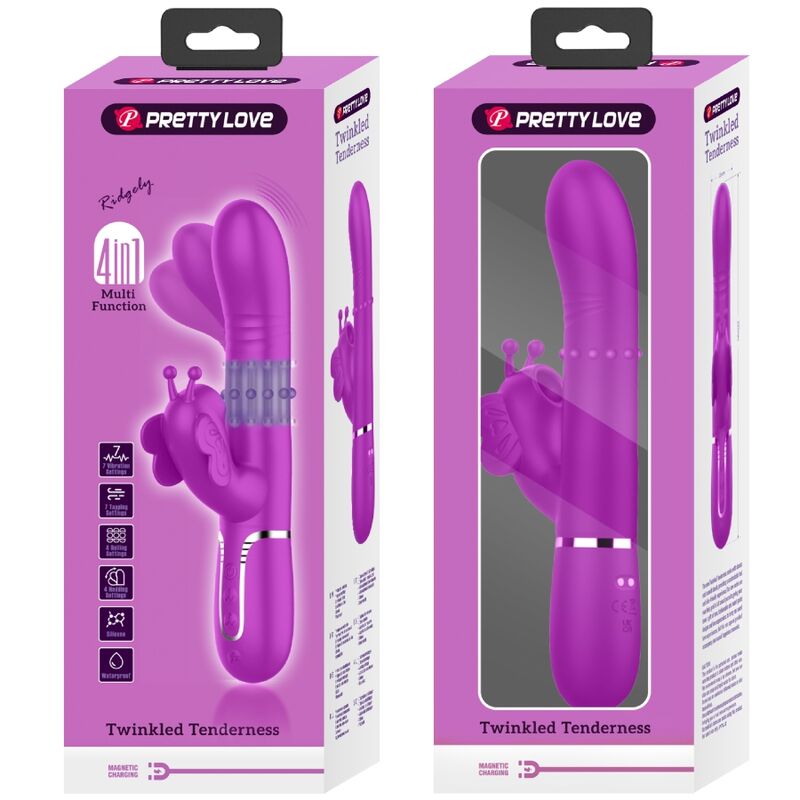 Pretty love - vibratore multifunzione rabbit 4 in 1 farfalla fucsia-10