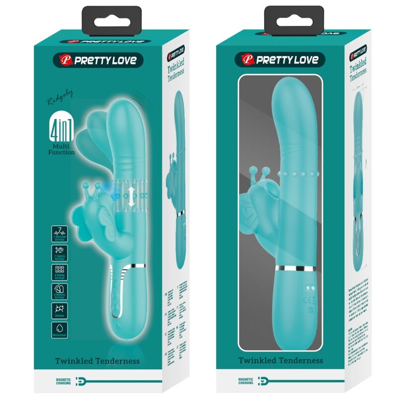 Pretty love - vibratore multifunzione rabbit 4 in 1 farfalla verde acqua-10