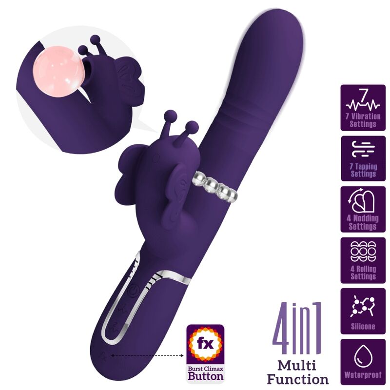 Pretty love - vibratore multifunzione rabbit 4 in 1 farfalla viola-9