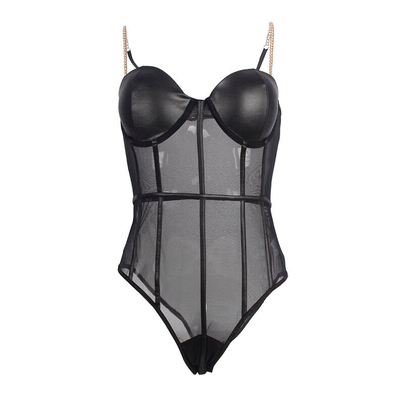 Subblime - body con bretelle a catena nera s/m-4