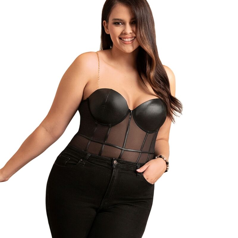 Subblime - body con bretelle a catena nera l/xl-2