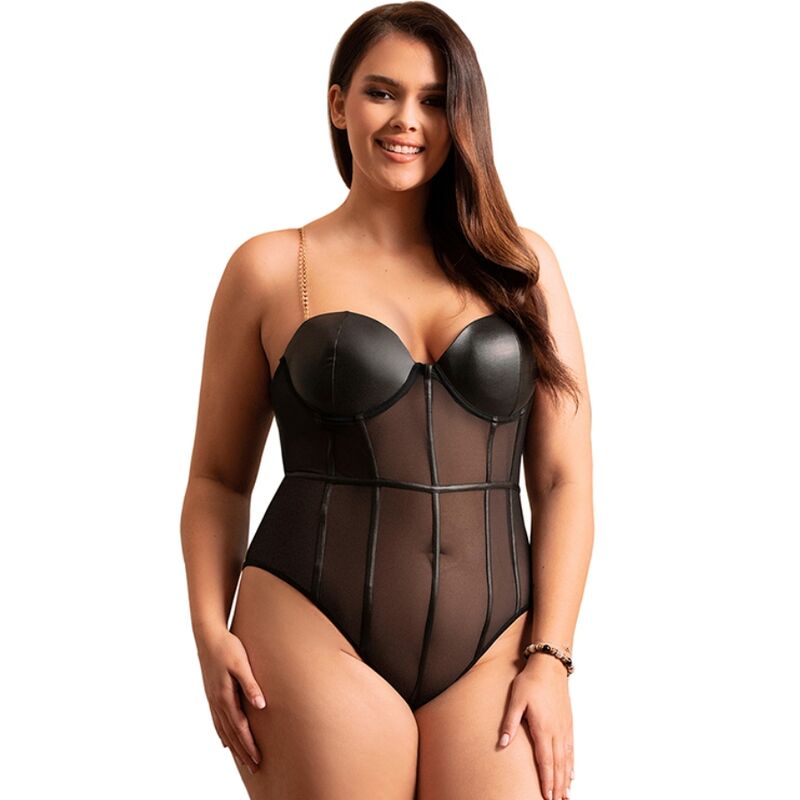 Subblime - body con bretelle a catena nera l/xl-1