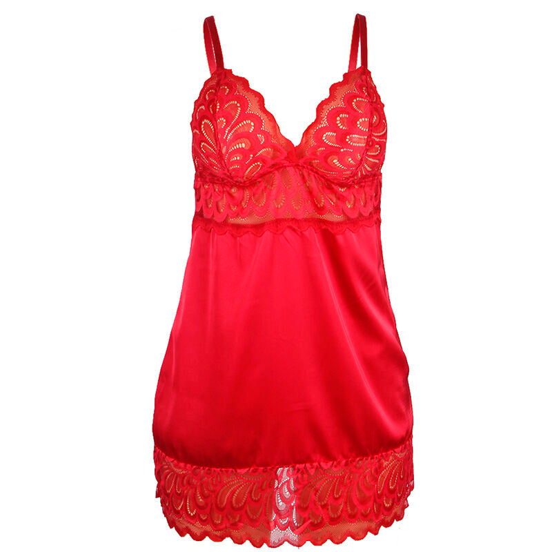 Subblime - babydoll in raso con pizzo rosso s/m-3