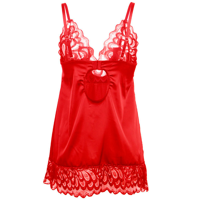 Subblime - babydoll in raso con pizzo rosso s/m-4