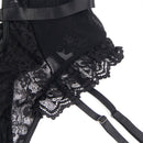 Subblime - orsacchiotto con giarrettiera con dettaglio in pizzo e strisce nero s/m-9