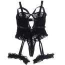 Subblime - orsacchiotto con giarrettiera con dettaglio in pizzo e strisce nero l/xl-3
