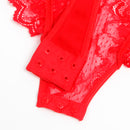 Subblime - orsacchiotto con giarrettiera con dettaglio in pizzo e strisce rosso s/m-10