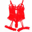 Subblime - orsacchiotto con giarrettiera con dettaglio in pizzo e strisce rosso s/m-2