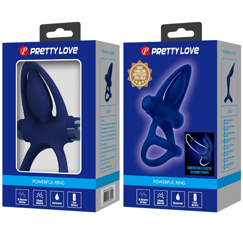 Pretty love - mat doppio anello con vibrazione e stimolatore blu