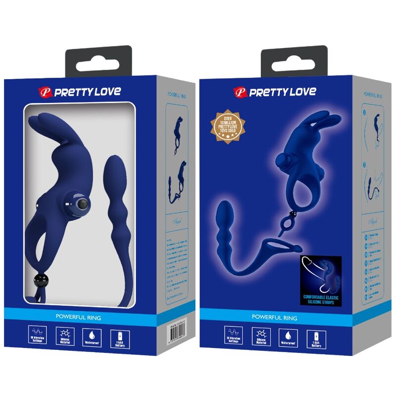 Pretty love - ayad anello vibratore rabbit con spina blu