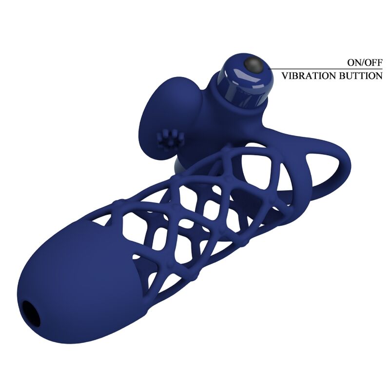 Pretty love - giann anello vibratore con guaina in silicone blu