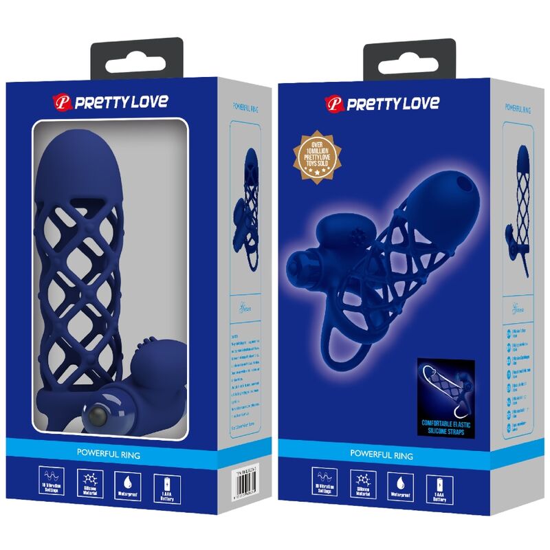 Pretty love - giann anello vibratore con guaina in silicone blu