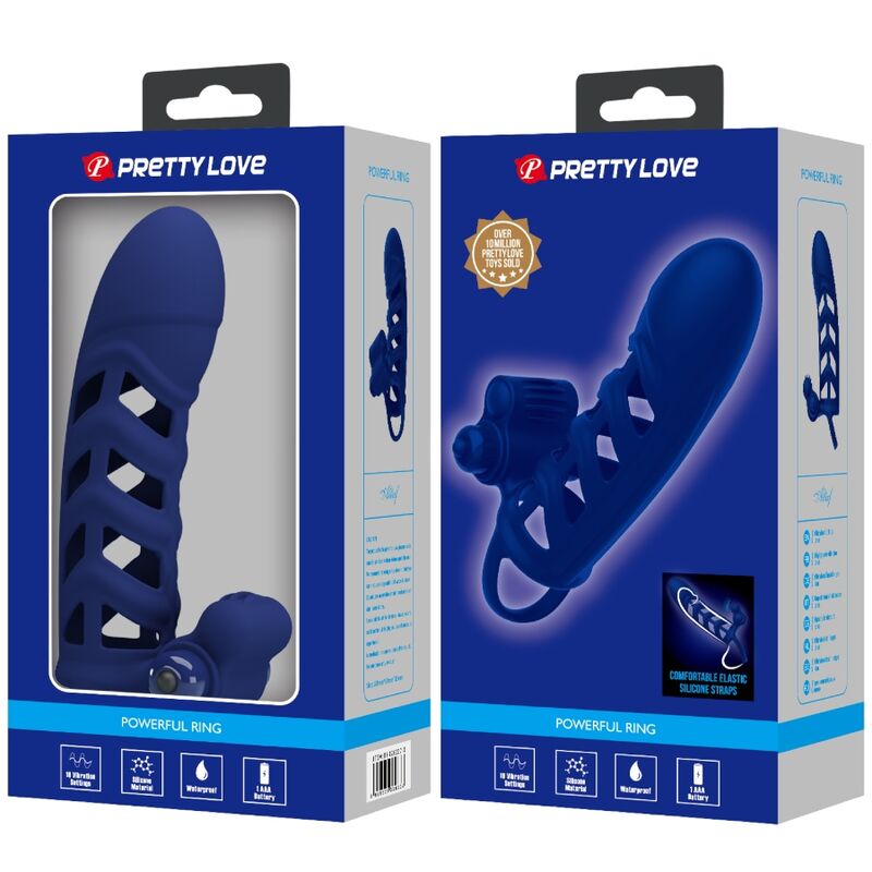 Pretty love - altaf anello vibratore con guaina in silicone blu