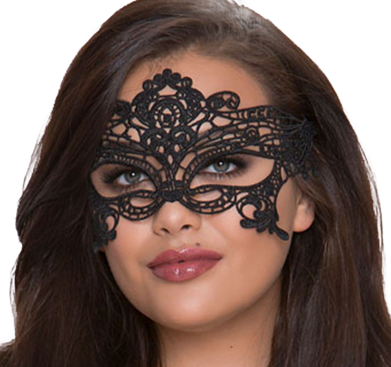 Queen lingerie - ampia maschera in pizzo nero