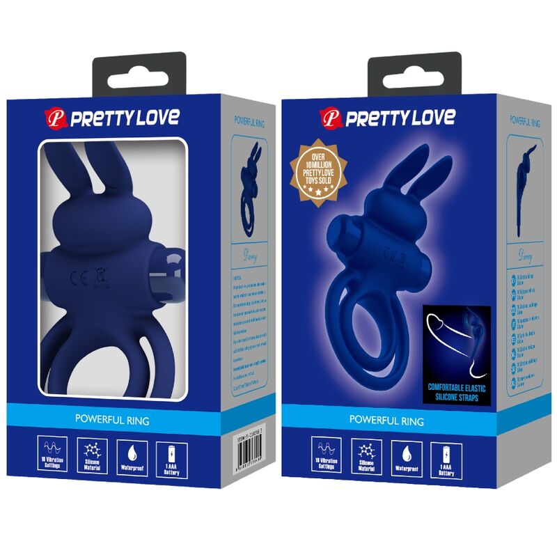 Pretty love - darey doppio anello vibrante coniglio blu