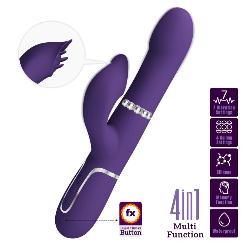 Pretty love - zalin perle vibratore coniglio 4 en 1 viola