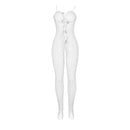 Subblime - 951740 bodystocking bianco a rete senza cavallo con fiocchi taglia unica