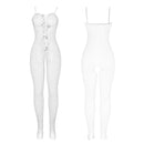 Subblime - 951740 bodystocking bianco a rete senza cavallo con fiocchi taglia unica