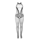 Subblime - 951801 bodystocking a rete e pizzo senza cavallo con collo alto nero taglia unica
