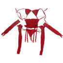 Subblime - 952181 bodystocking a rete con guanti e strass rosso taglia unica