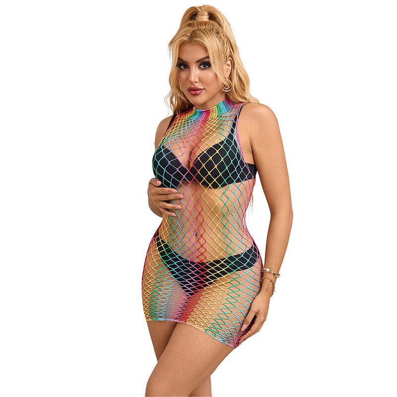 Subblime - 952433 vestito a rete senza maniche collo alto arcobaleno taglia unica