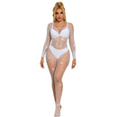 Subblime - 952396 bodystocking a rete con strass manica lunga bianco taglia unica