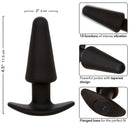 Calexotics - rock bottom tappo anale conico 10 vibrazioni silicone nero