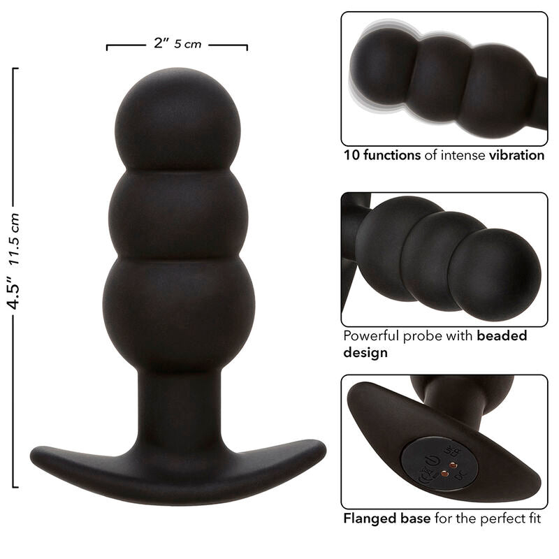 Calexotics - rock bottom perline tappo anale 10 vibrazioni silicone nero