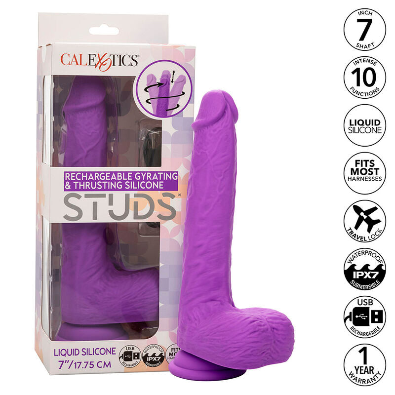 Calexotics - studs vibratore ricaricabile e rotante 10 vibrazioni viola