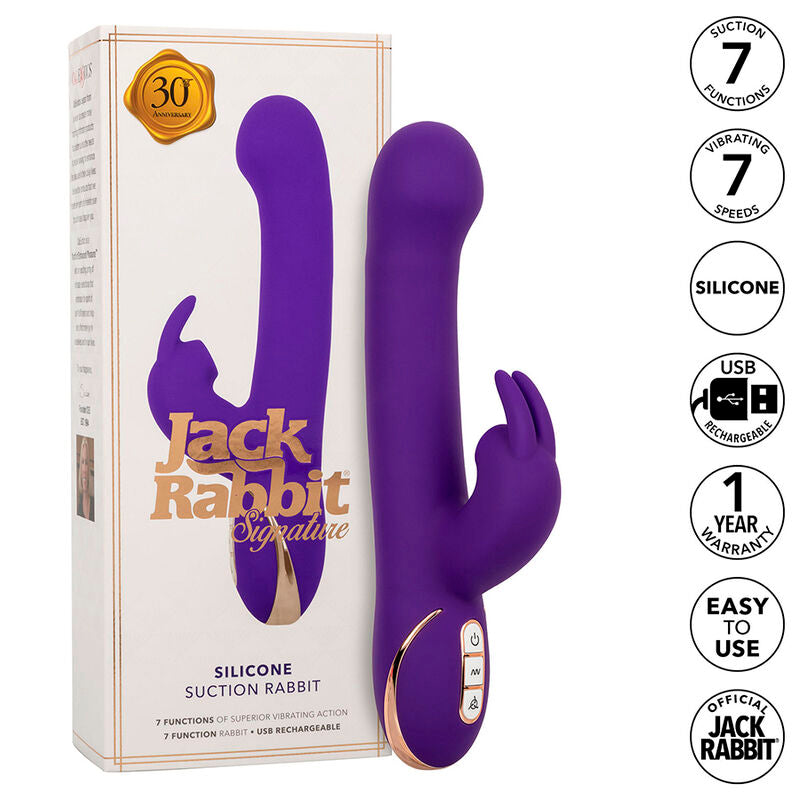 Calexotics - jack rabbit vibratore e stimolatore 7 vibrazioni e modalità di aspirazione blu