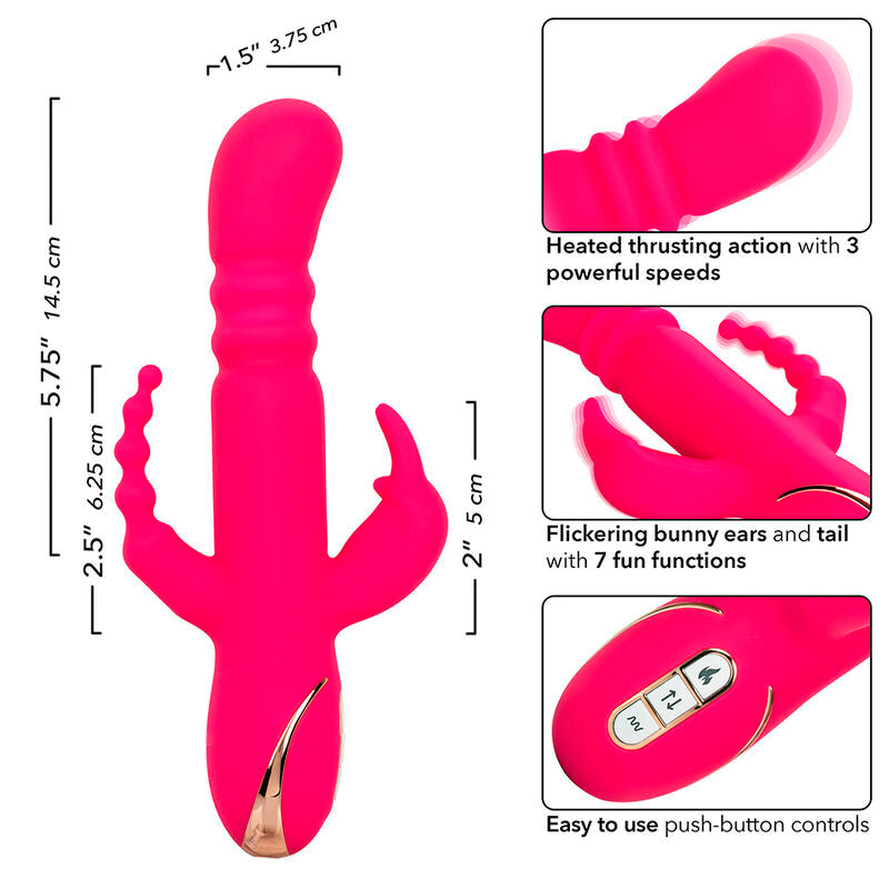 Calexotics - jack fantasy vibratore triplo riscaldato rosa coniglio