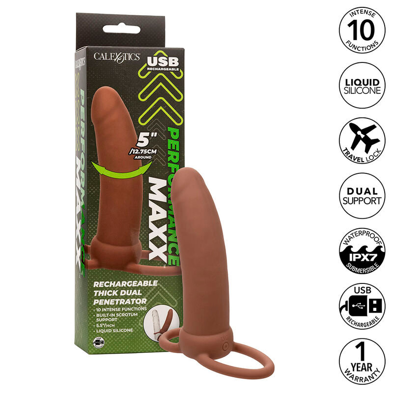 Calexotics - maxx thick dual penetrator 10 vibrazioni marrone